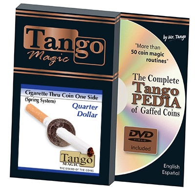 Cigarette Thru Quarter (One Sided w/DVD)D0013 by Tango Magic - Trick