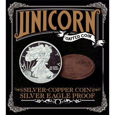 Silver - Copper coin ; Silver Eagle Proof by Unicorn Gaffed Coin - Trick