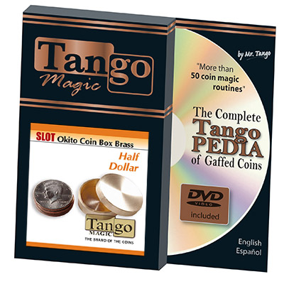 Slot Okito Coin Box Brass Half Dollar (w/DVD)(B0019)by Tango -Trick