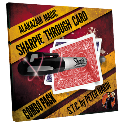 Sharpie Through Card Combo Pack (DVD and Gimmick) Red and Blue by Alakazam Magic - DVD