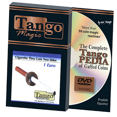 Cigarette Thru Coin Two Sides 1 Euro by Tango - Trick (E0063)